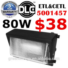 Para fora o fabricante da iluminação de porta UL DLC ETL 130lm / w lâmpada de parede IP65 jardim ao ar livre pacote de parede levou luz 45w 60w 80w